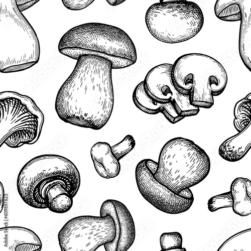 mushrooms seamless pattern
