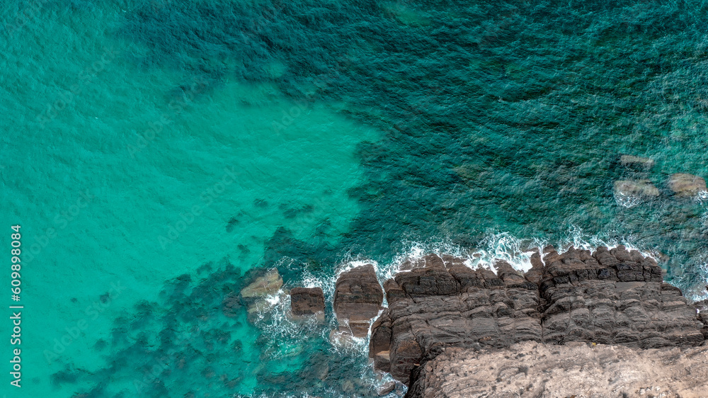 high angle view of a rock formation on the shore