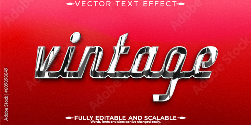 Vintage car text effect, editable 70s and 80s text style