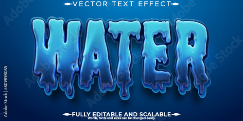 Aqua water text effect, editable blue and liquid text style