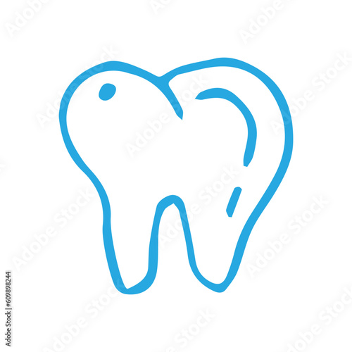 tooth. doodle art. in black and white and red. on a white background. icons. easy drawing. the medicine.