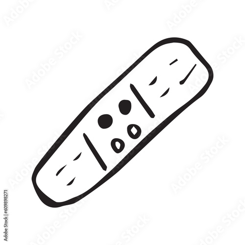bandage. vector graphics. black and white and color drawing. doodle art. light drawing. icon. on a white background.