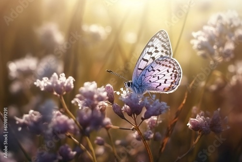butterfly on lavender. Generative AI. © D
