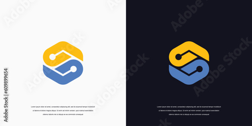 Initial letter S tech logo design.