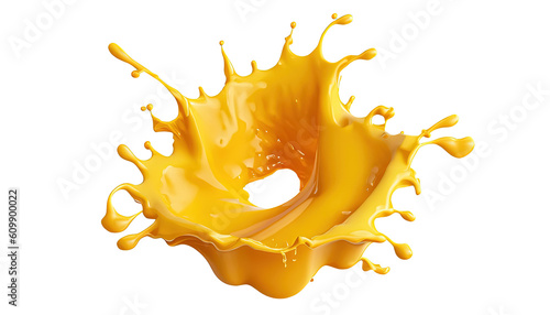 3D Rendering of Yellow Liquid Splash in the Air Isolated for Product Display of Products, food photography, product presentation, Design elements, advertising, branding, Ice cream, graphic design, 