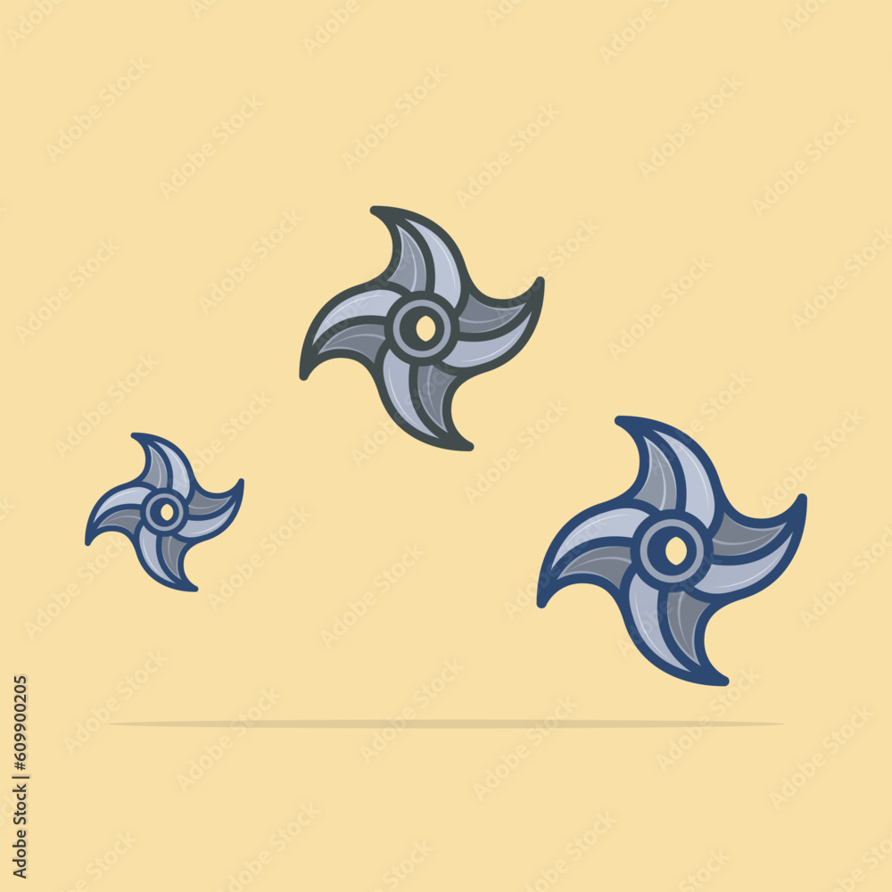 Fototapeta premium Shuriken Ninja Cartoon Vector Icon Illustration. Ninja Flat Cartoon Style