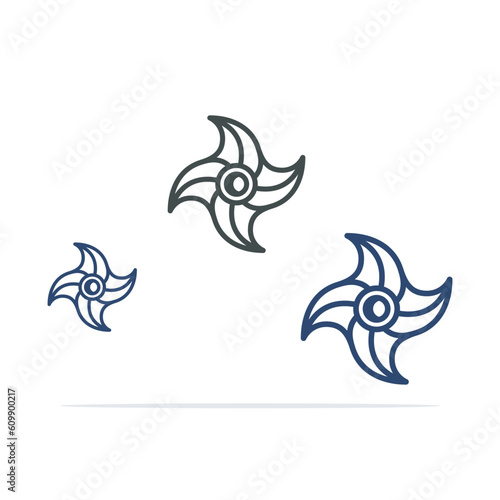 Shuriken Ninja Cartoon Vector Icon Illustration. Ninja Flat Cartoon Style