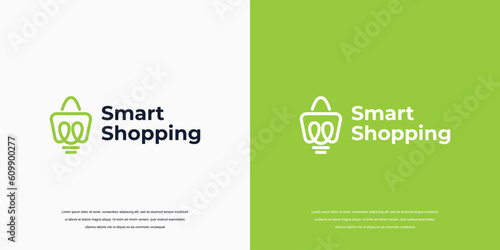 shop bag logo, smart store logo design idea