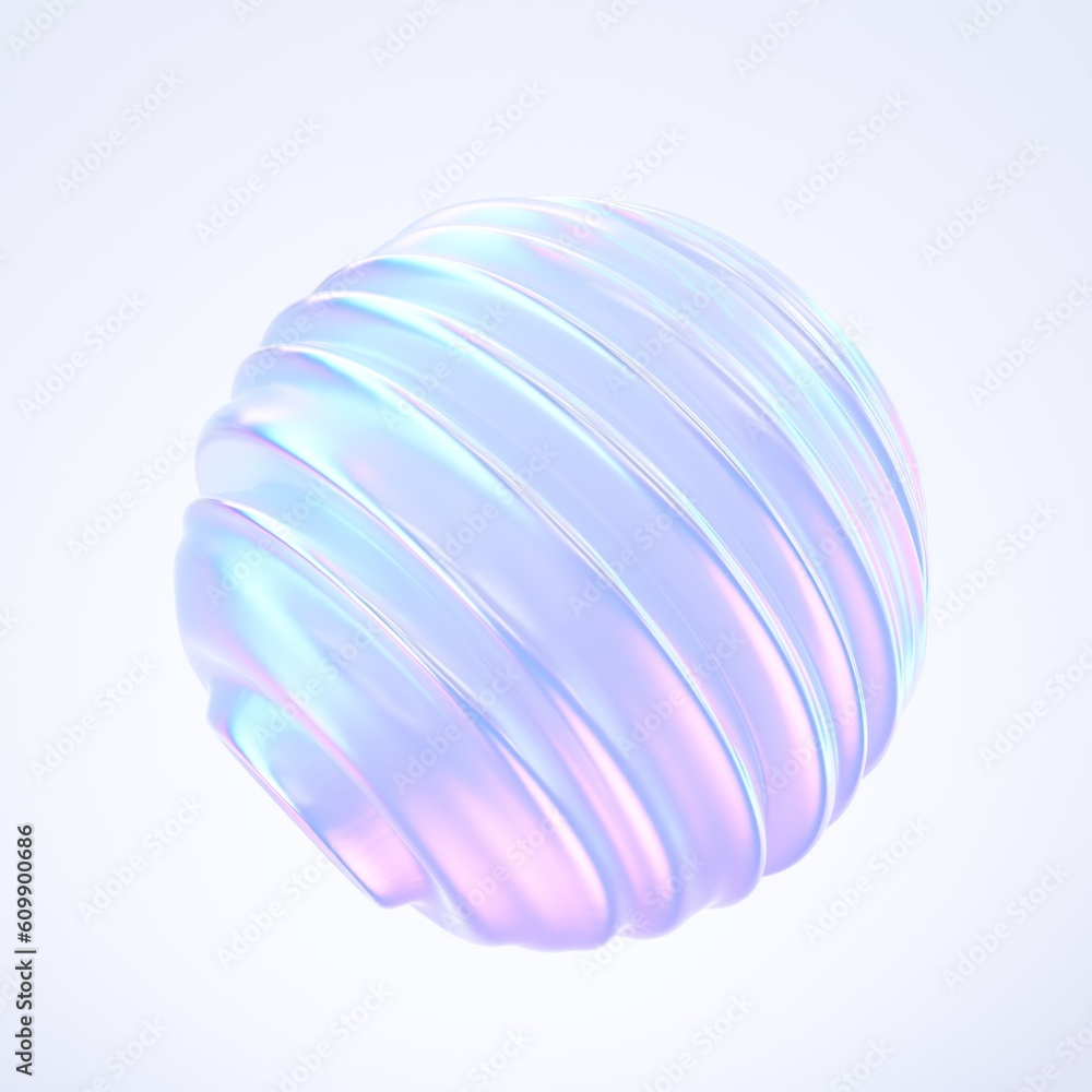 Abstract metallic shape with holographic gradient. 3d render. Abstract metallic shape with holographic gradient. 3d render.