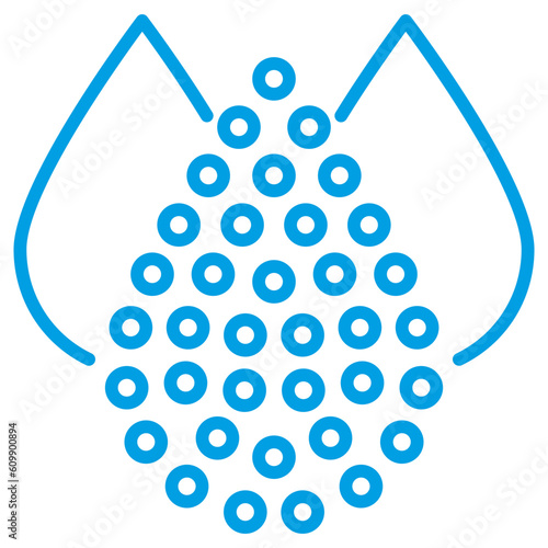 Linear vector icon of the Water Total Dissolved Solids TDS. Blue thin line pictogram of the water quality measurement isolated on transparent background
