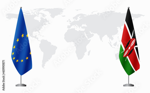 European Union and Kenya flags for official meeting