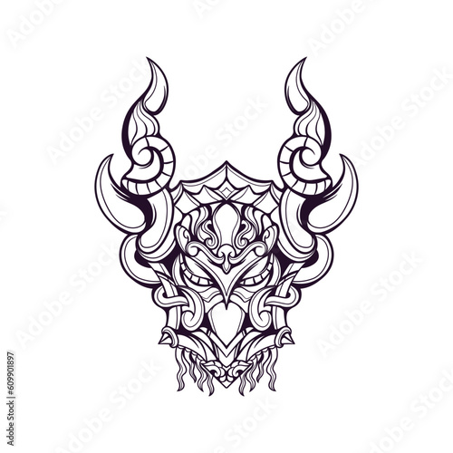 Demon Warrior Shield Illustration