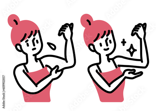 ダイエットで二の腕の脂肪が減って理想的な体型になった女性のビフォーアフター