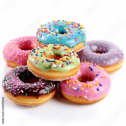 Delectable and Irresistible Donuts Isolated on White. Generative AI