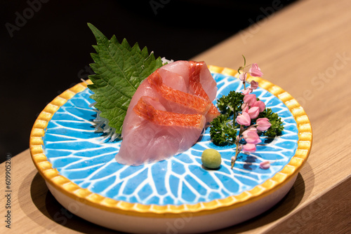 japanese food Kinmedai Sashimi on plate photo