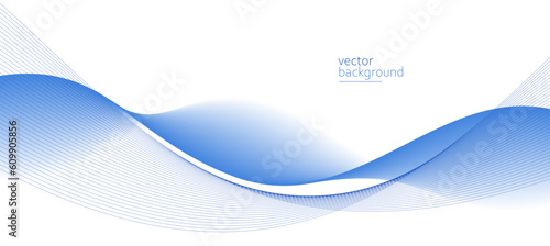 Flowing blue curve shape with soft gradient vector abstract background, relaxing and tranquil art, can illustrate health medical or sound of music.