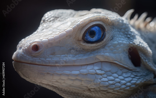 Close up of the head of a white dragon. Generative AI.