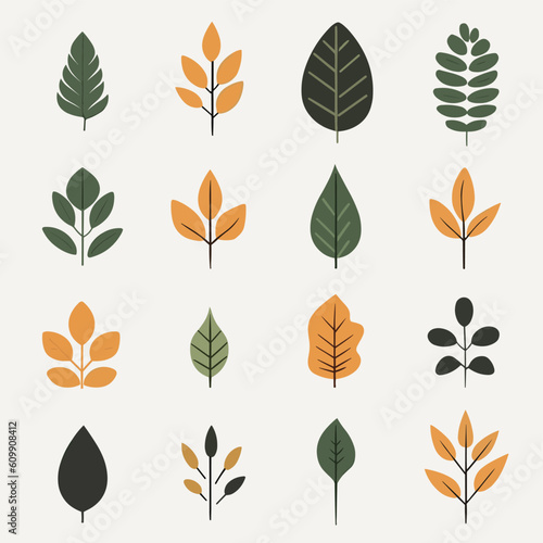 Set of leafs vector illustration isolated