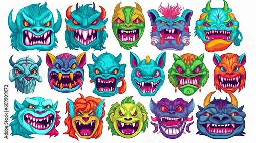 Scary Monster Face Pack Generative AI