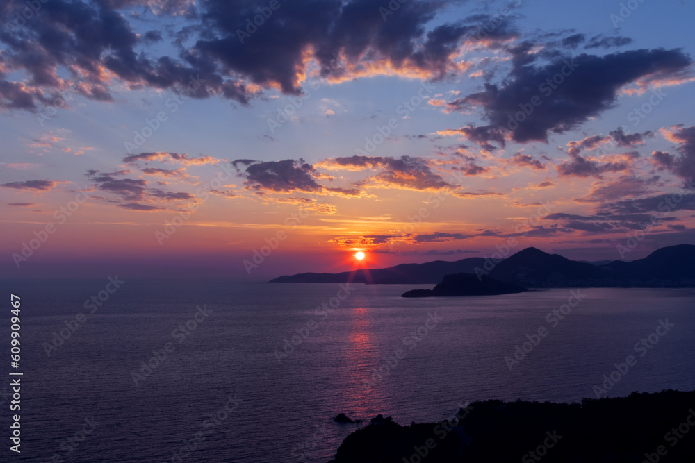 Sunset of the mediterranean sea.