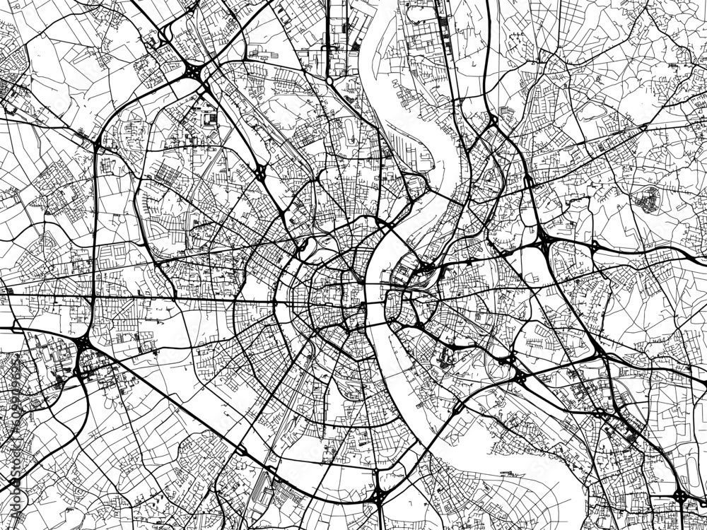 Vector road map of the city of  Koln Metropole in Germany on a white background.