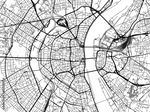 Vector road map of the city of  Koln in Germany on a white background.