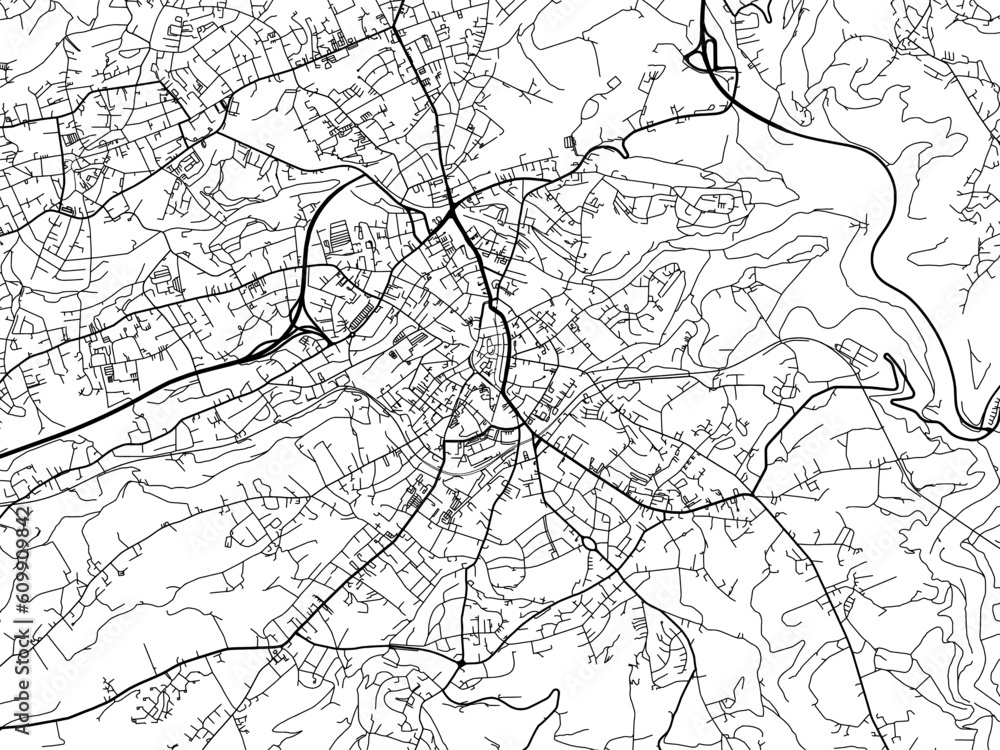 Vector road map of the city of  Solingen in Germany on a white background.