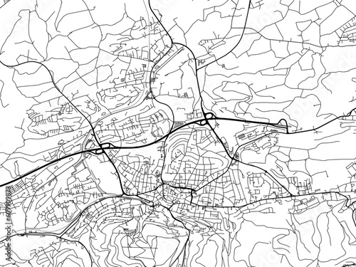 Vector road map of the city of  Iserlohn in Germany on a white background.