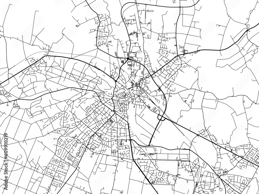 Vector road map of the city of  Kleve in Germany on a white background.