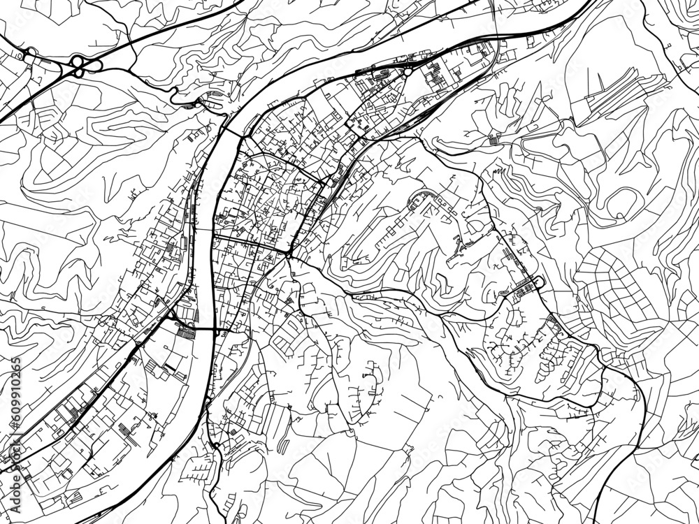 Vector road map of the city of  Trier in Germany on a white background.