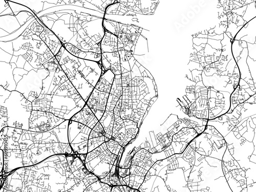 Vector road map of the city of Kiel in Germany on a white background.