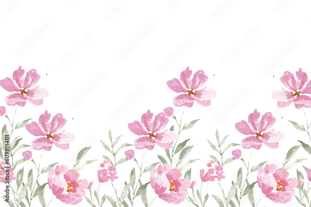 Pink English Rose Watercolor Flower Background