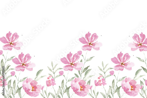 Pink English Rose Watercolor Flower Background © Choirun Nisa
