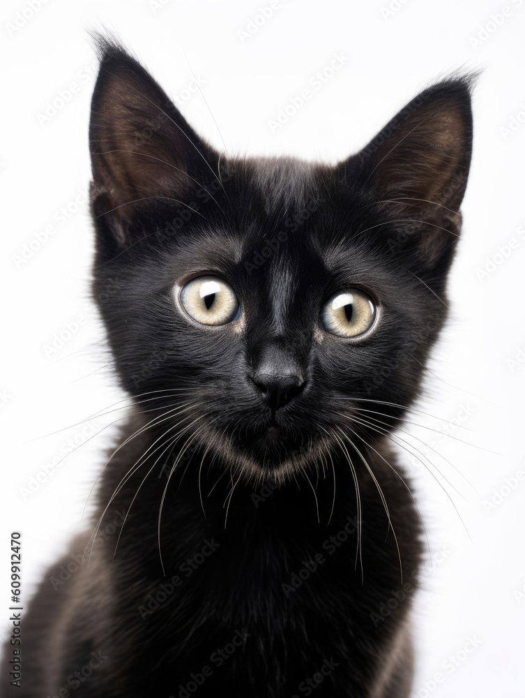 A black kitten isolated on a white background A black kitten isolated on a white background