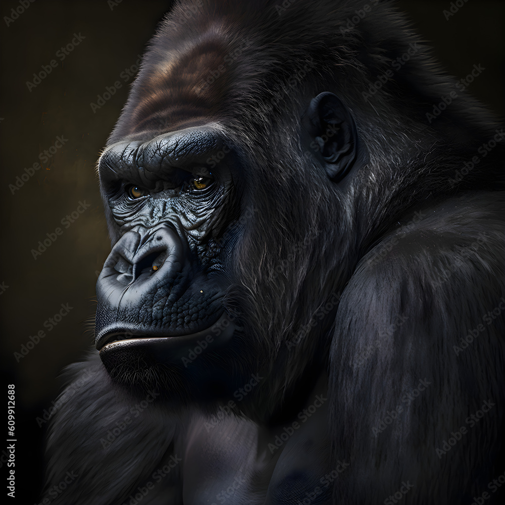 A portrait of a gorilla