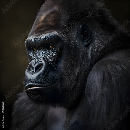 A portrait of a gorilla