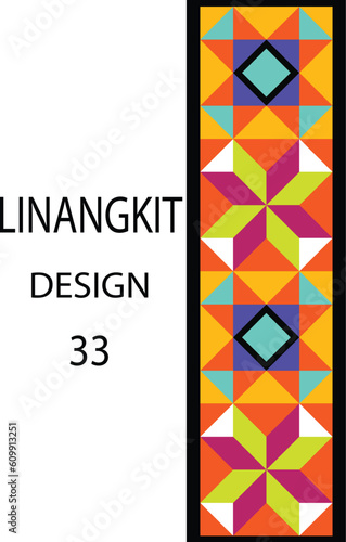 It is a traditional handicraft design by native tribes in East Malaysia usually with green, black, yellow, purple, brown, white, and orange threads