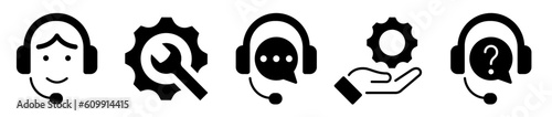 Support service icon set. Customer Support Service. Call center symbols. Vector Illustration
