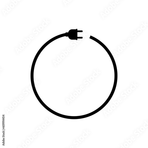 Electrical power plug icon with a long round wire.