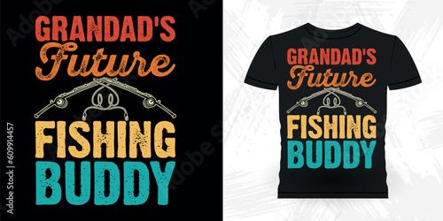 Grandad's Future Fishing Buddy Funny Fishing Fisherman Retro Vintage Fish T-shirt Design 