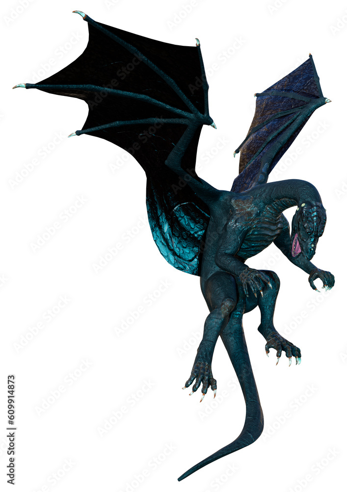 3D Rendering Fairy Tale Dragon on White