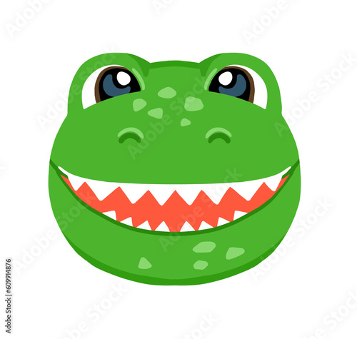 Smiling tyrannosaurus face character illustration