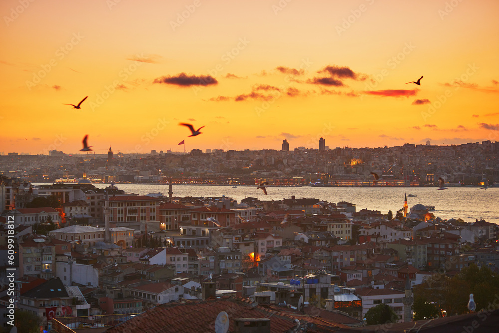 Obraz premium Scenic view of Uskudar district on the Asian side of Istanbul, Turkey