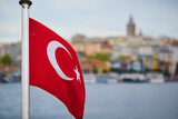View of Istanbul, Turkey with Galata tower over Bosphorus Strait