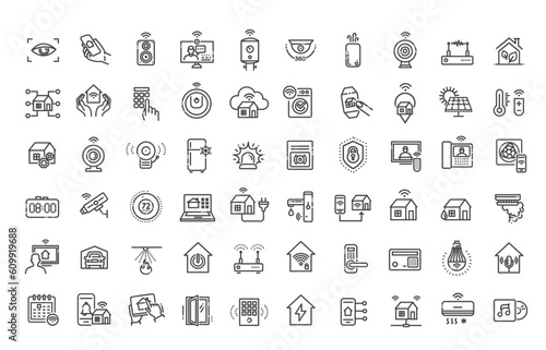 Domotics Icons . Linear dot style Icons. Vector illustration