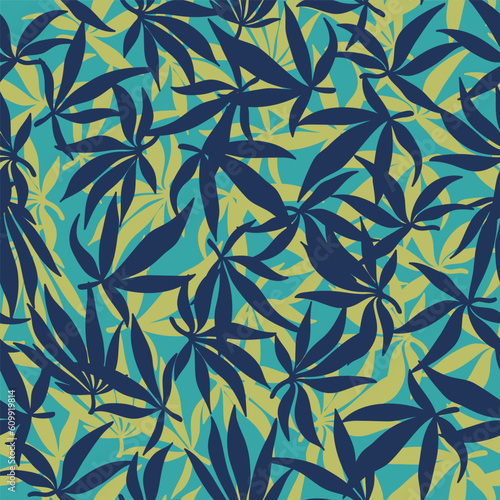 Cannabis sativa leaves seamless pattern