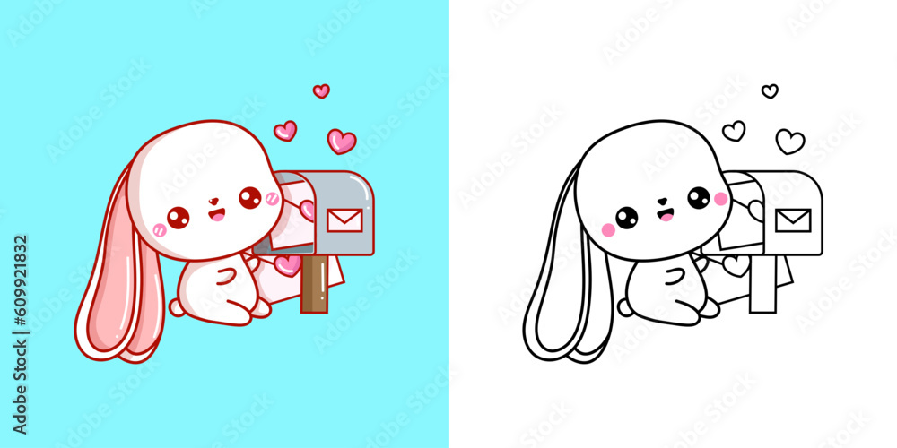 Bunny Clipart and Black and White Art. Beautiful Rabbit Illustration