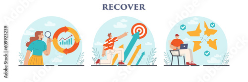 Business recovery set. Post crisis growth or rehabilitation. Process