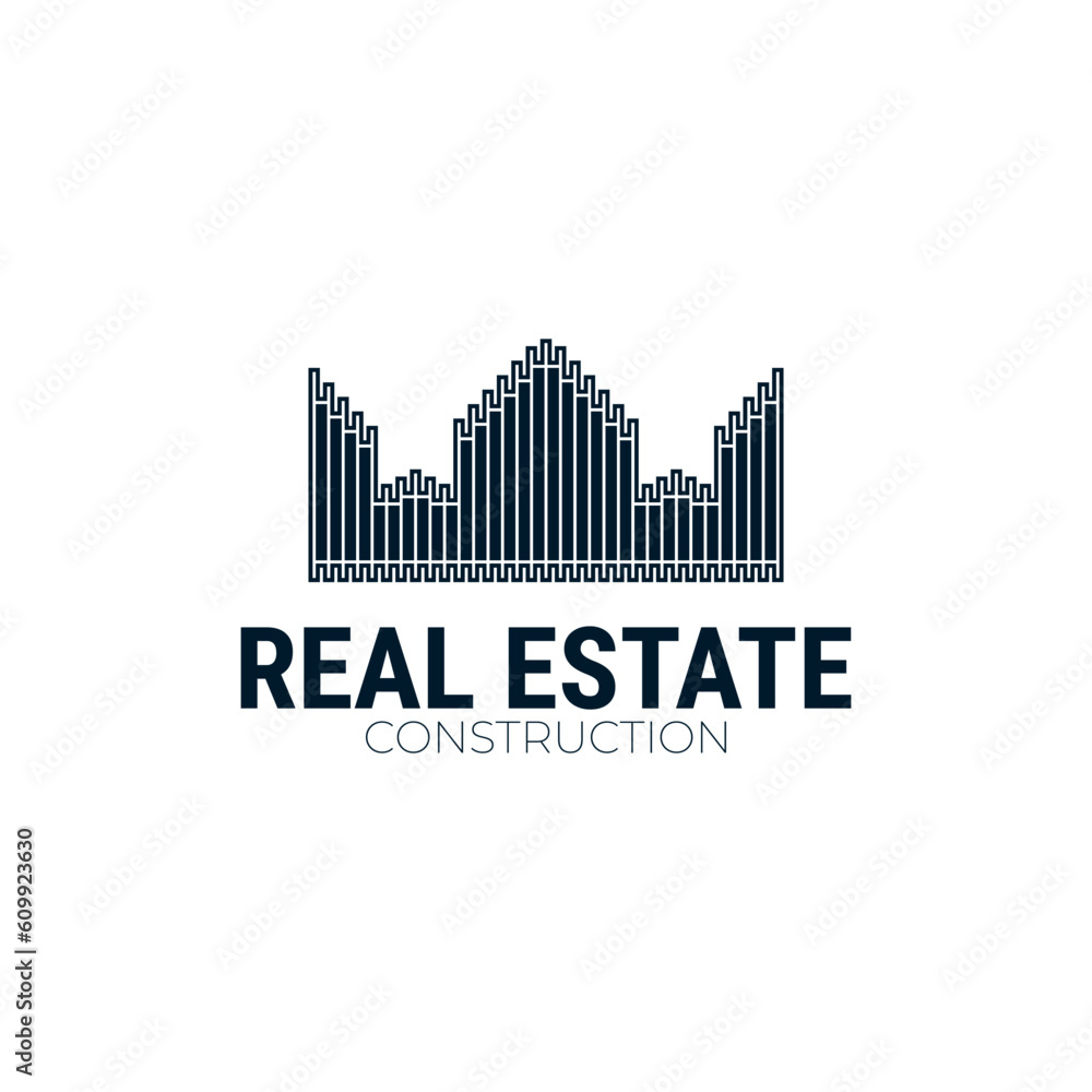 crown shaped real estate logo in monoline style