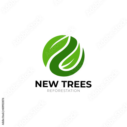 round shape leaf logo for reforestation movement